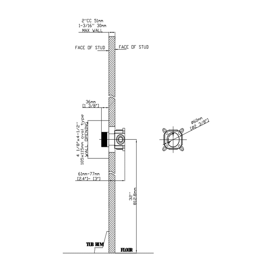 DutchLine - Single Grip Inbouwdeel T.B.V. Inbouwmengkranen