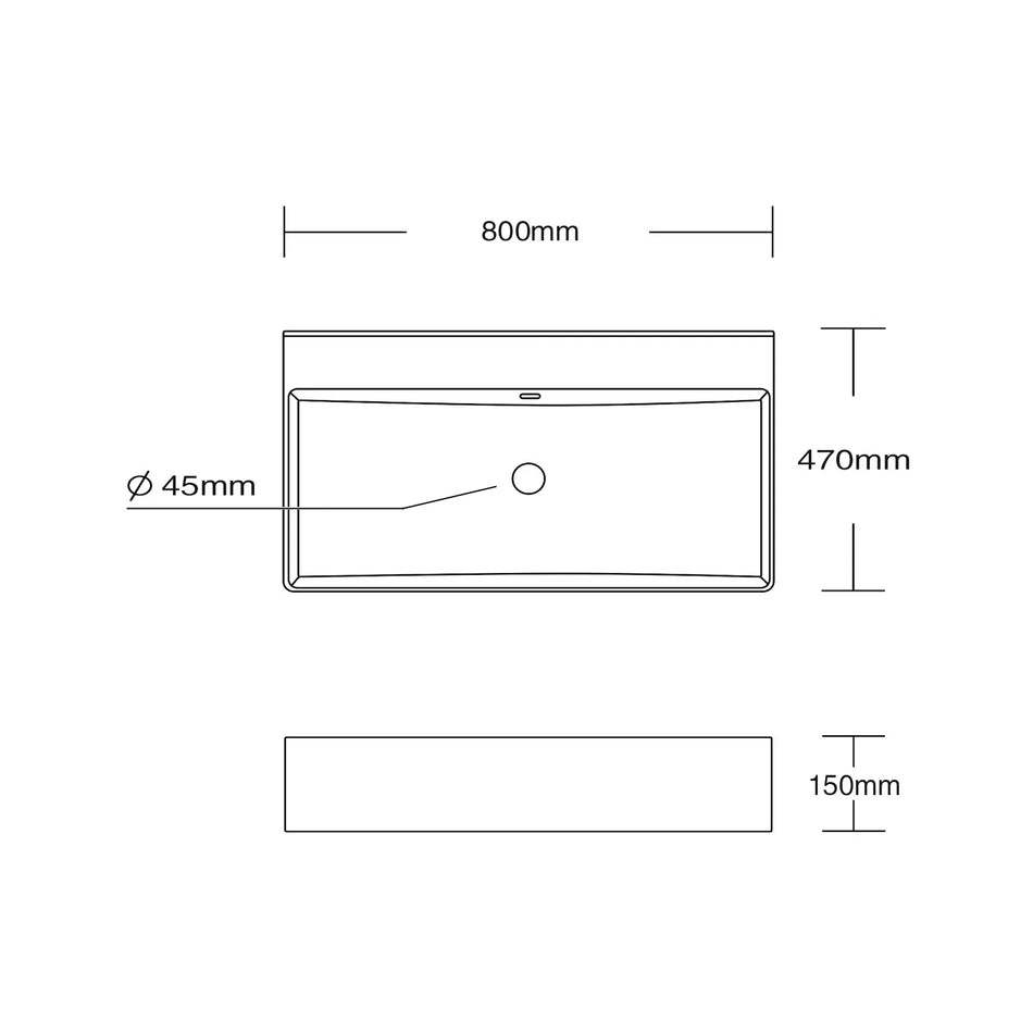 DutchLine - Tight Wastafel 80 - Mat Wit - Zonder Kraangat - 800x470x150mm