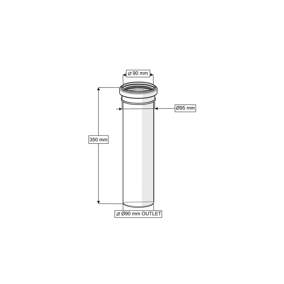 DutchLine - Verlengstuk T.B.V. Inbouwreservoir - Ø 90mm x Ø 90mm x 350mm