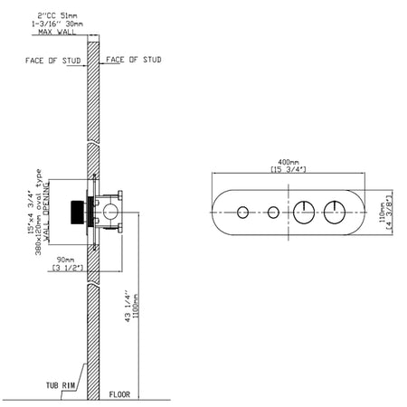 DutchLine - 2 Weg Push Thermostatische Afbouwdeel