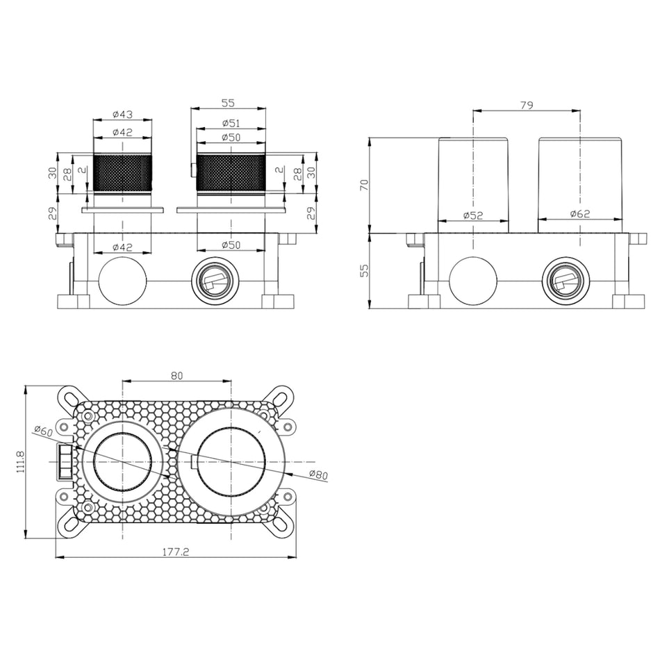 DutchLine - Grip 2-Weg Thermostatische Douchemengkraan