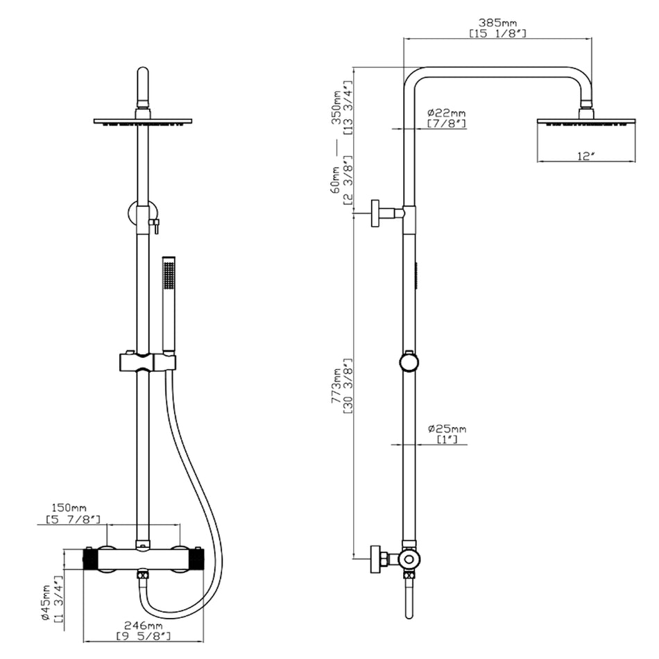 DutchLine - Grip-300 Thermostatische Doucheopbouwset