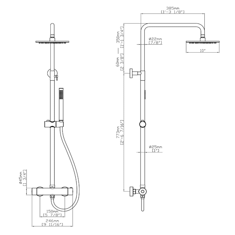 DutchLine - S-250 Thermostatische Doucheopbouwset