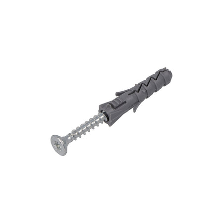 Homefix nylon plug 8x40 + spaanpl.schr. verzinkt platkop tx-25 5.0x5
