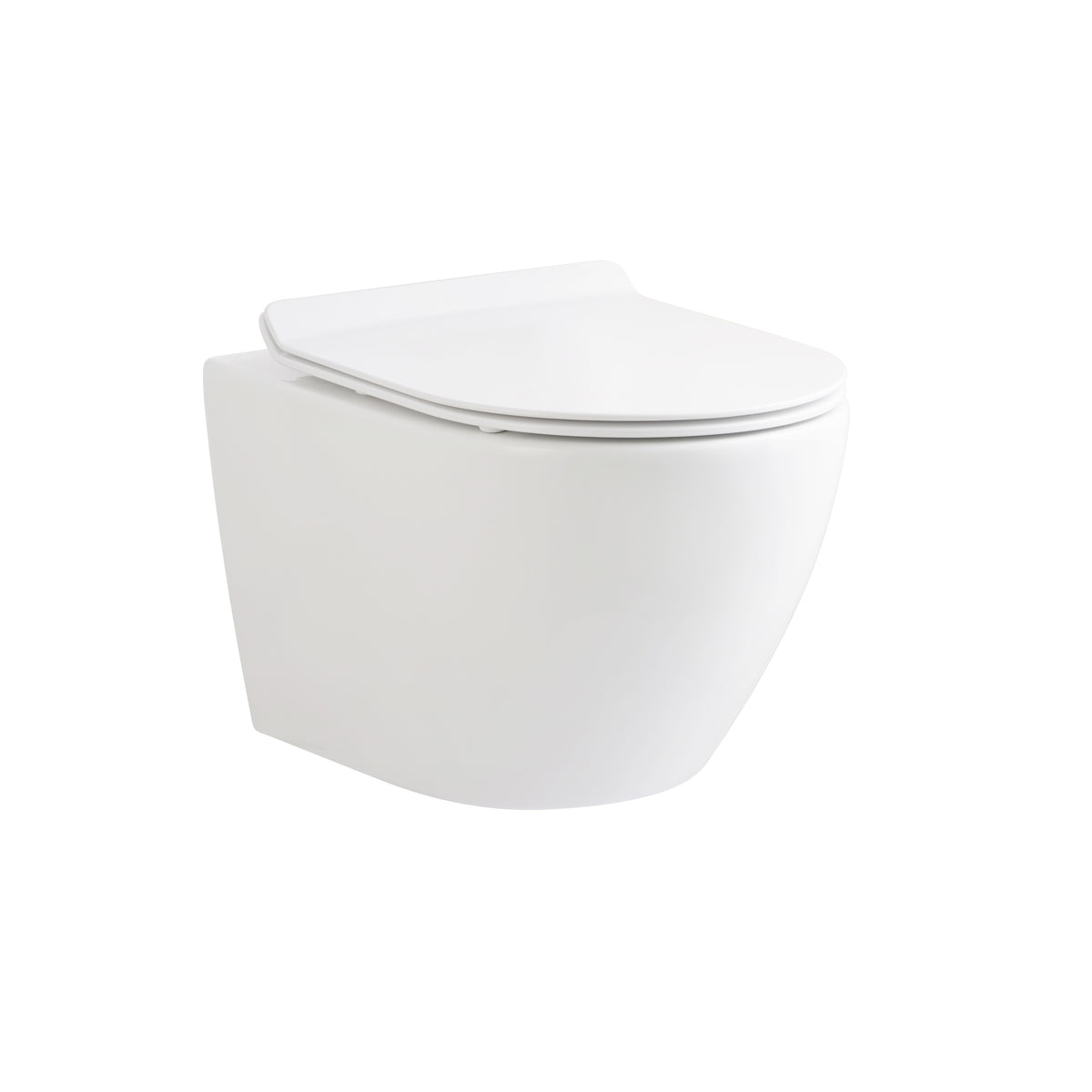 ECO Hangtoilet - Randloos - met Zitting - Duroplast - Soft Close - Quick Release - Compact 49 cm - 36X36X49 cm - Glanzend Wit
