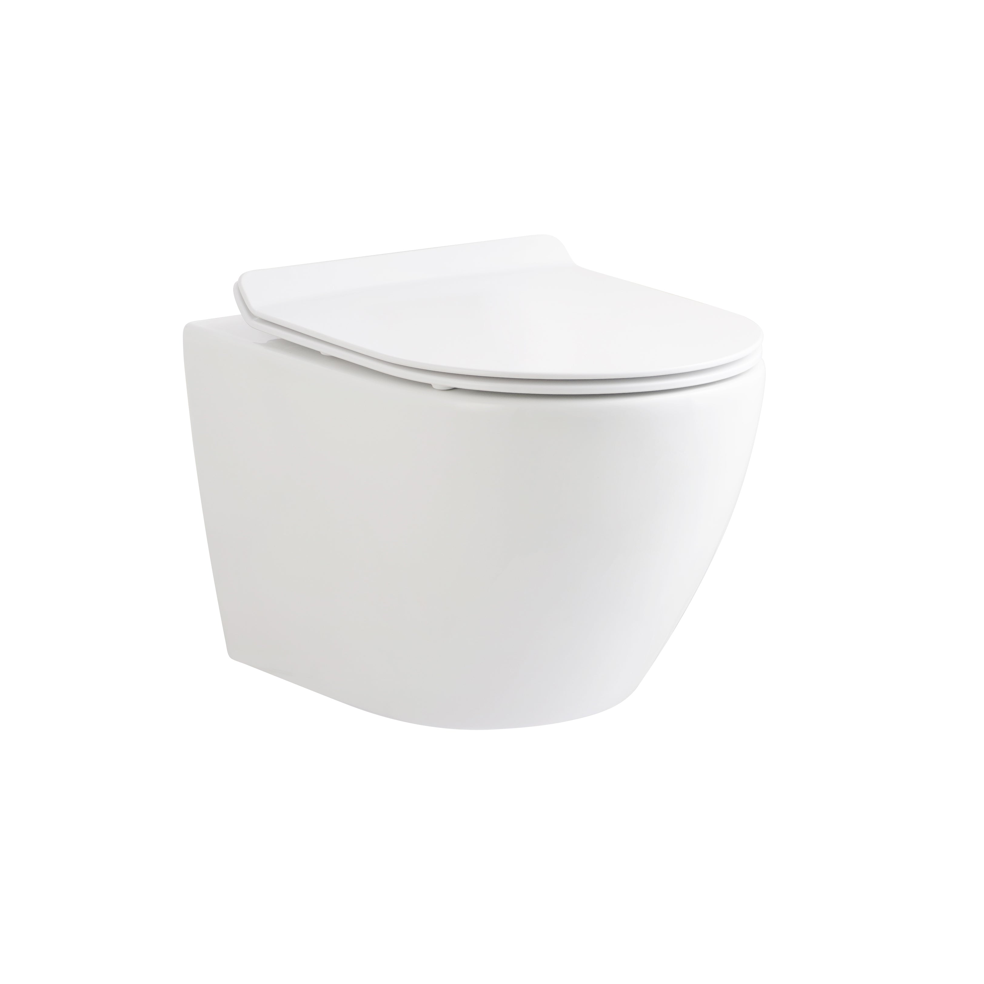 ECO Hangtoilet - Randloos - met Zitting - Duroplast - Soft Close - Quick Release - Compact 49 cm - 36X36X49 cm - Glanzend Wit