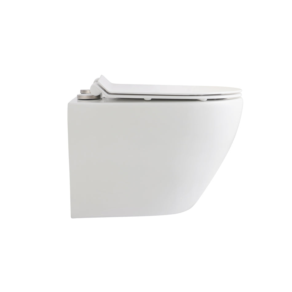 ECO Hangtoilet - Randloos - met Zitting - Duroplast - Soft Close - Quick Release - Compact 49 cm - 36X36X49 cm - Glanzend Wit