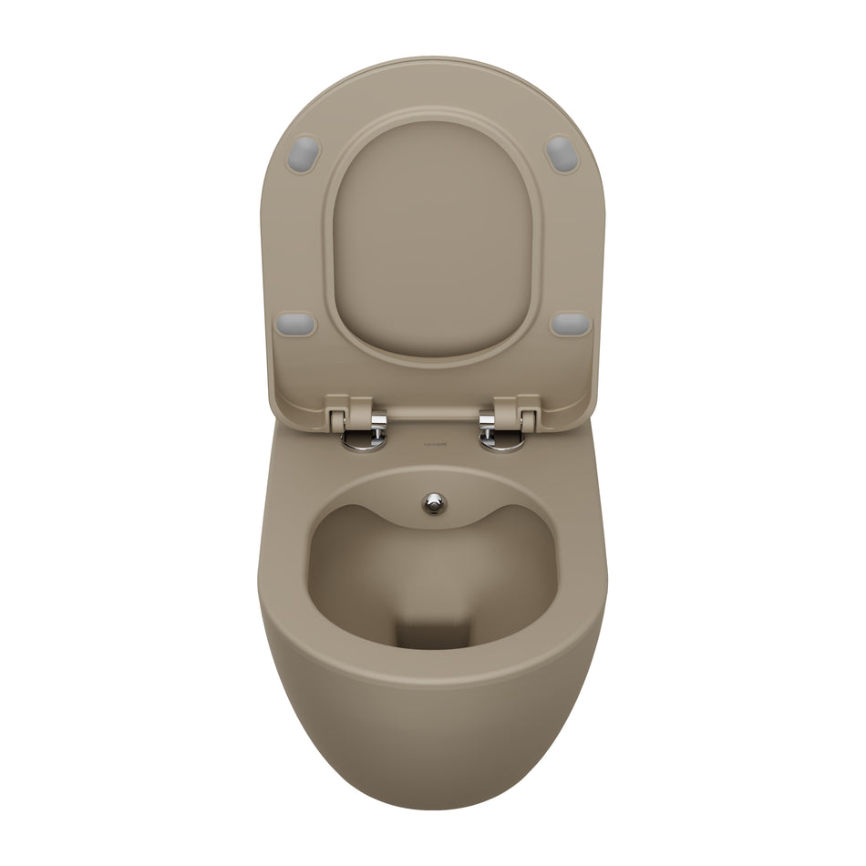 Creavit Free Hangtoilet met Bidet - Randloos - Zonder Zitting - Mat Cappuccino