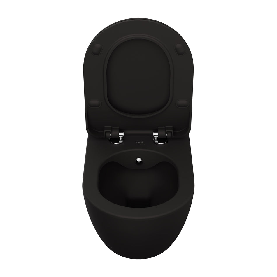 Creavit Free Hangtoilet met Bidet - Randloos - Zonder Zitting - Mat Houtskool Zwart