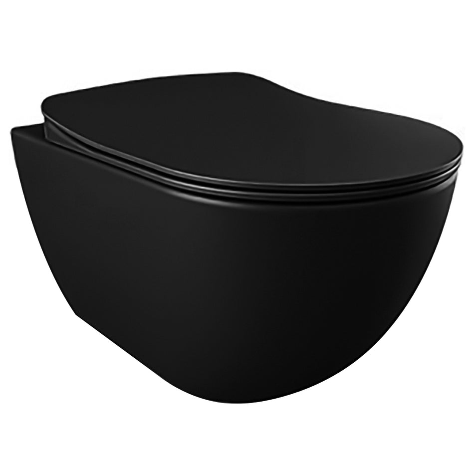Creavit Free Hangtoilet met Bidet - Randloos - Zonder Zitting - Mat Houtskool Zwart