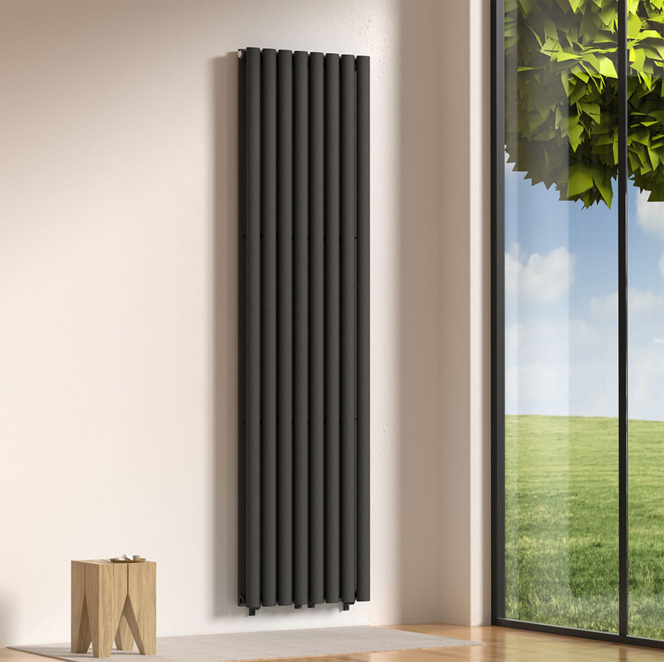 Verticale Radiator Dubbelzijdig Zwart – 1800mm