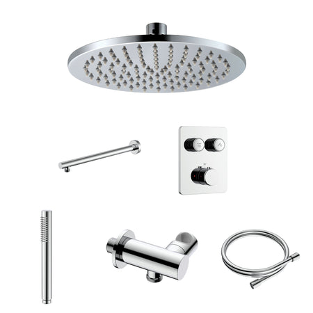 Stria Regendoucheset - Inbouw - 2 Weg - Thermostatisch - met Drukknoppen - Compleet - Chroom