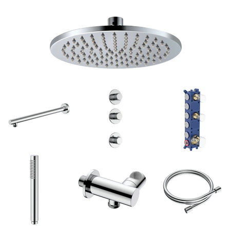 Stria Regendoucheset - Inbouw - 2 Weg met 2 Stopkranen - Thermostatisch - Compleet - Chroom