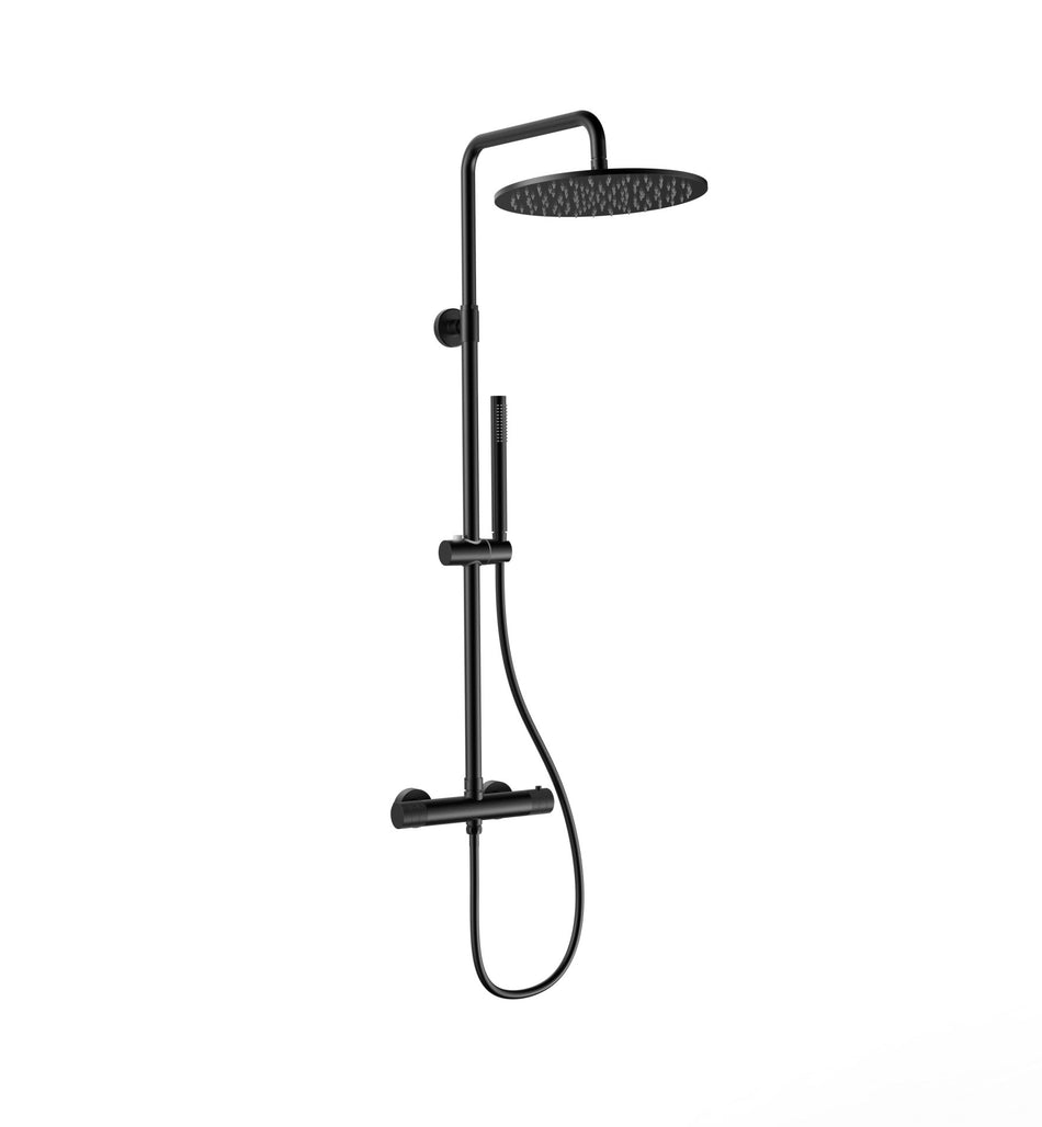 Regendoucheset - Thermostatisch - Cool Touch - Hoofddouche 30 Cm - Opbouw - Knoppen Met Verfijnde Ribbelstructuur