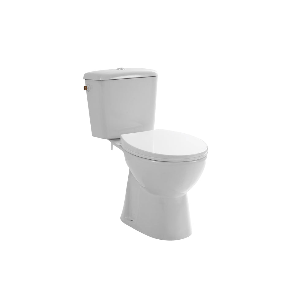 PRO Duoblok - Staand Toilet - Randloos - S-Trap - Vloeruitlaat - Met Reservoir - Met Spoelmechanisme - Dubbele Spoelfunctie 4/6L - Met Zitting - Softclose - Quick Release - 39x73x67 cm - Wit