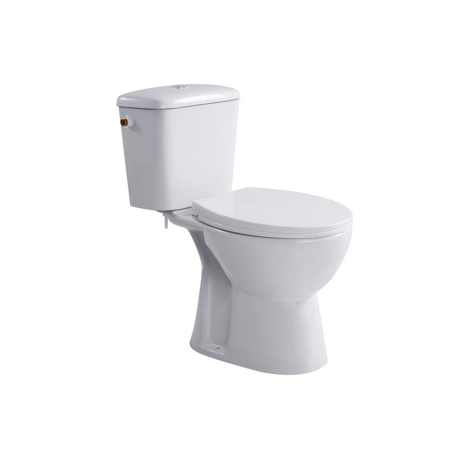 PRO Duoblok - Staand Toilet - Randloos - S-Trap - Vloeruitlaat - Met Reservoir - Met Spoelmechanisme - Dubbele Spoelfunctie 4/6L - Met Zitting - Softclose - Quick Release - 39x73x67 cm - Wit