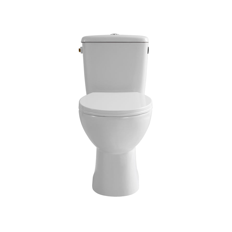 PRO Duoblok - Staand Toilet - Randloos - P-Trap - Muuruitlaat - Met Reservoir - Met Spoelmechanisme - Dubbele Spoelfunctie 4/6L - Met Zitting - Softclose - Quick Release - 39x73x67 cm - Wit