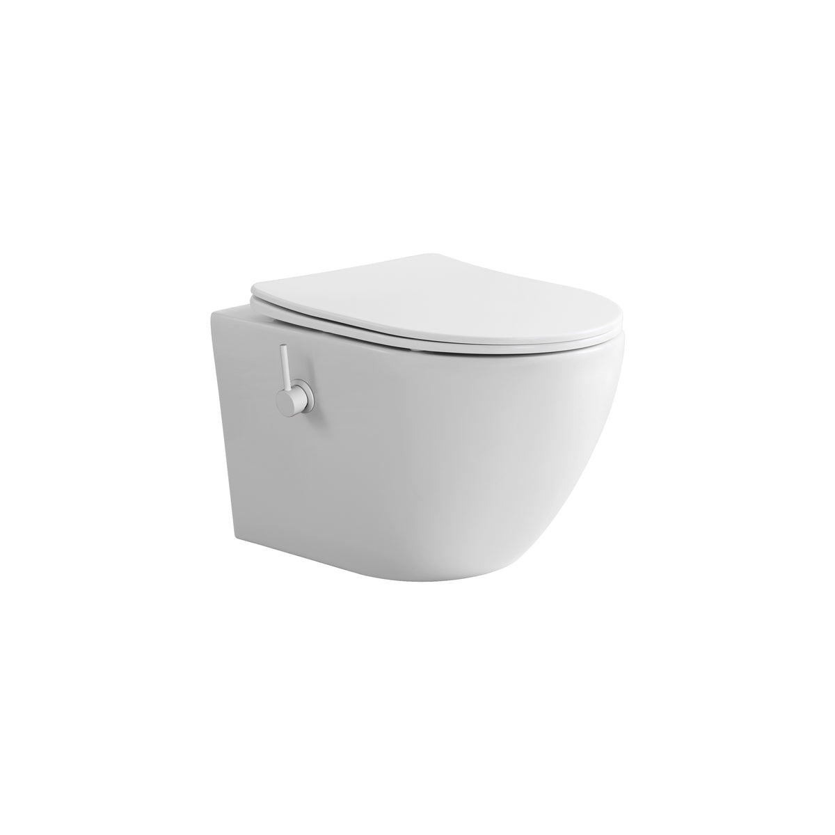 Pro Hangtoilet met Bidet - 360° Flush - Randloos - met Bidetkraan Koud en Warm Water - met Zitting - 52,5CM - Mat Wit