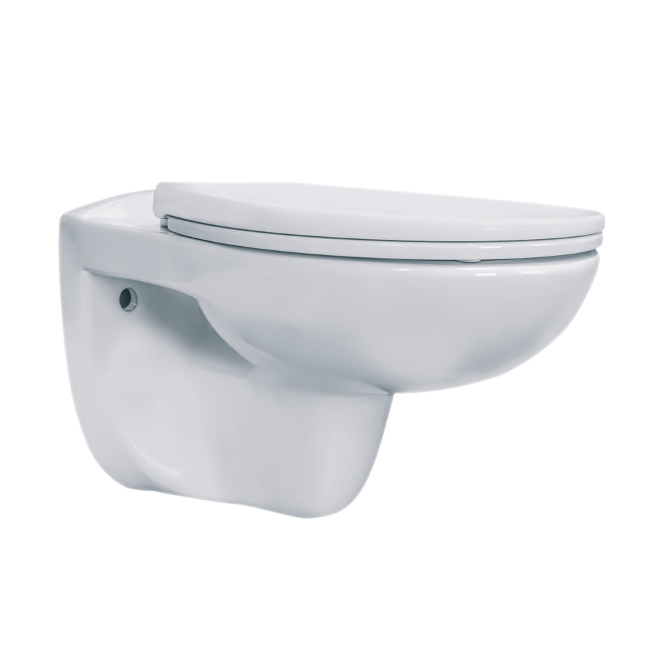 Pro Hangtoilet - Randloos - met Zitting - Thermoplast (PP) - Soft Close - Quick Release - 35,5X41X54,5 cm - Glanzend Wit