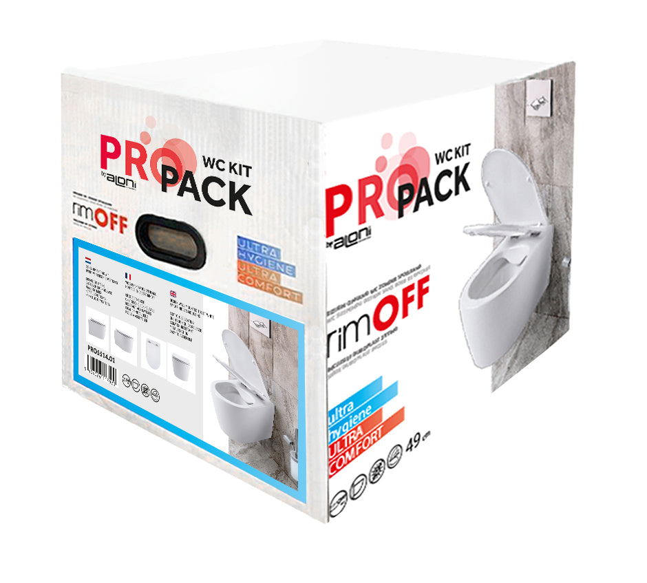 Pro Hangtoilet - Randloos - met Zitting - Duroplast - Soft Close - Quick Release - Compact 49 cm - 36X25X49 cm - Glanzend Wit