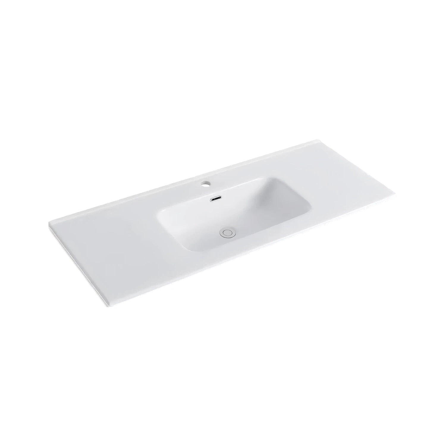 DutchLine - Keramische Wastafel OVI - Glans wit - 2 Kraangaten - 2 Wasbakken - 1210x465x170mm