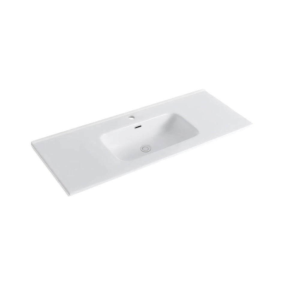 DutchLine - Keramische Wastafel OVI - Glans wit - 2 Kraangaten - 2 Wasbakken - 1210x465x170mm