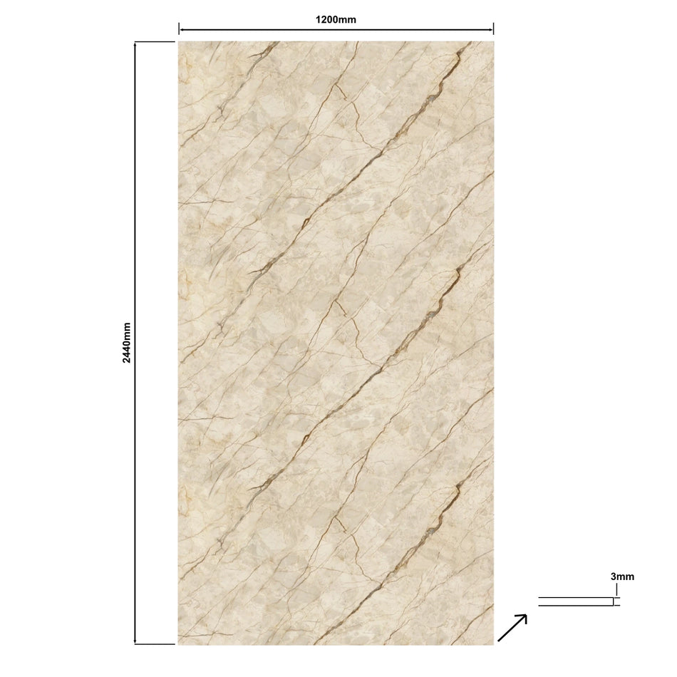 DutchLine - SPC Wandpaneel - Bolzono Beige Marmer Glans