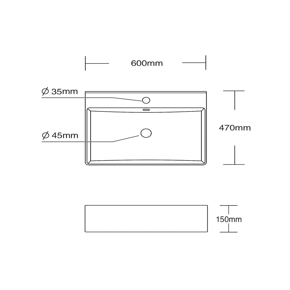 DutchLine - Tight Wastafel 60 - Glans Wit - 1 Kraangat
