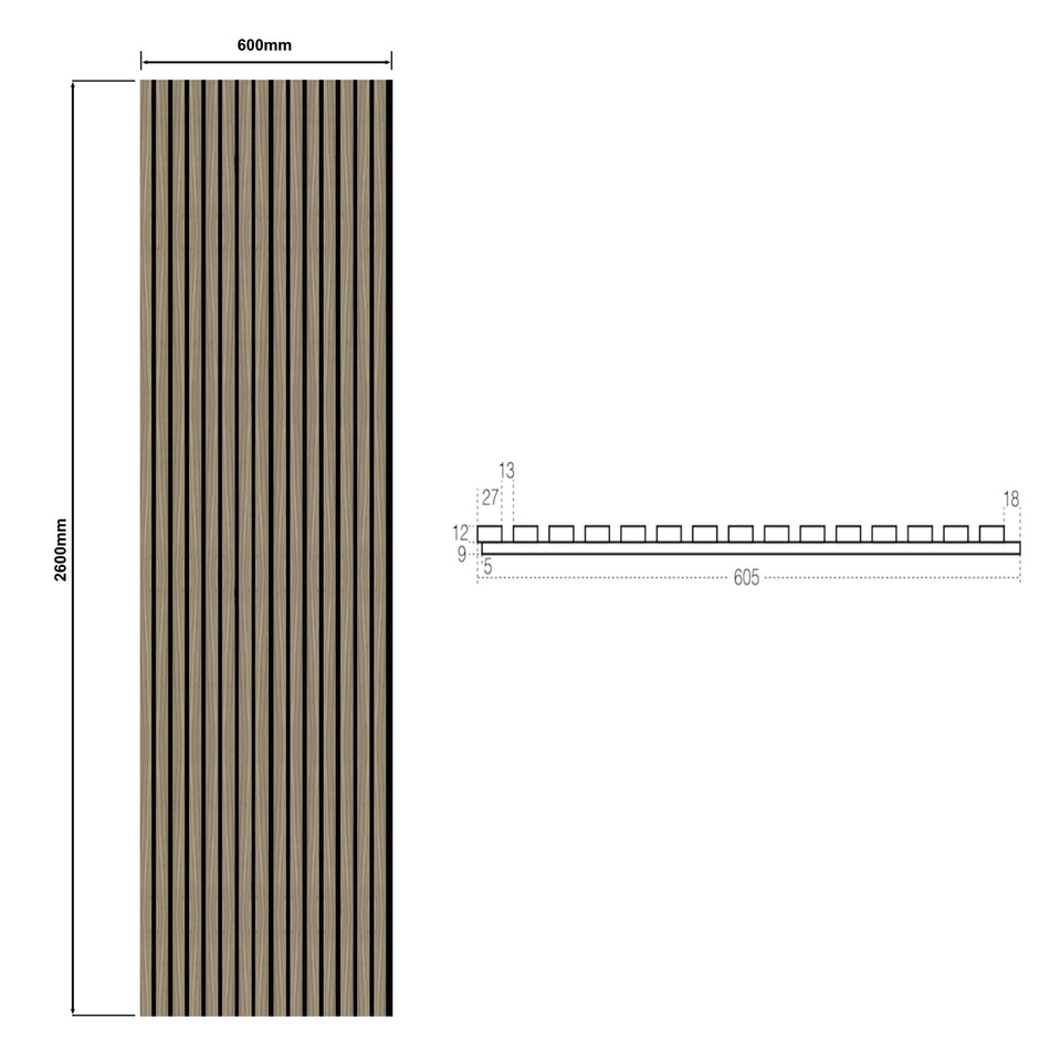 DutchLine - Wandpaneel Akoestisch met echt houtfineer - Natural - 600*2600mm