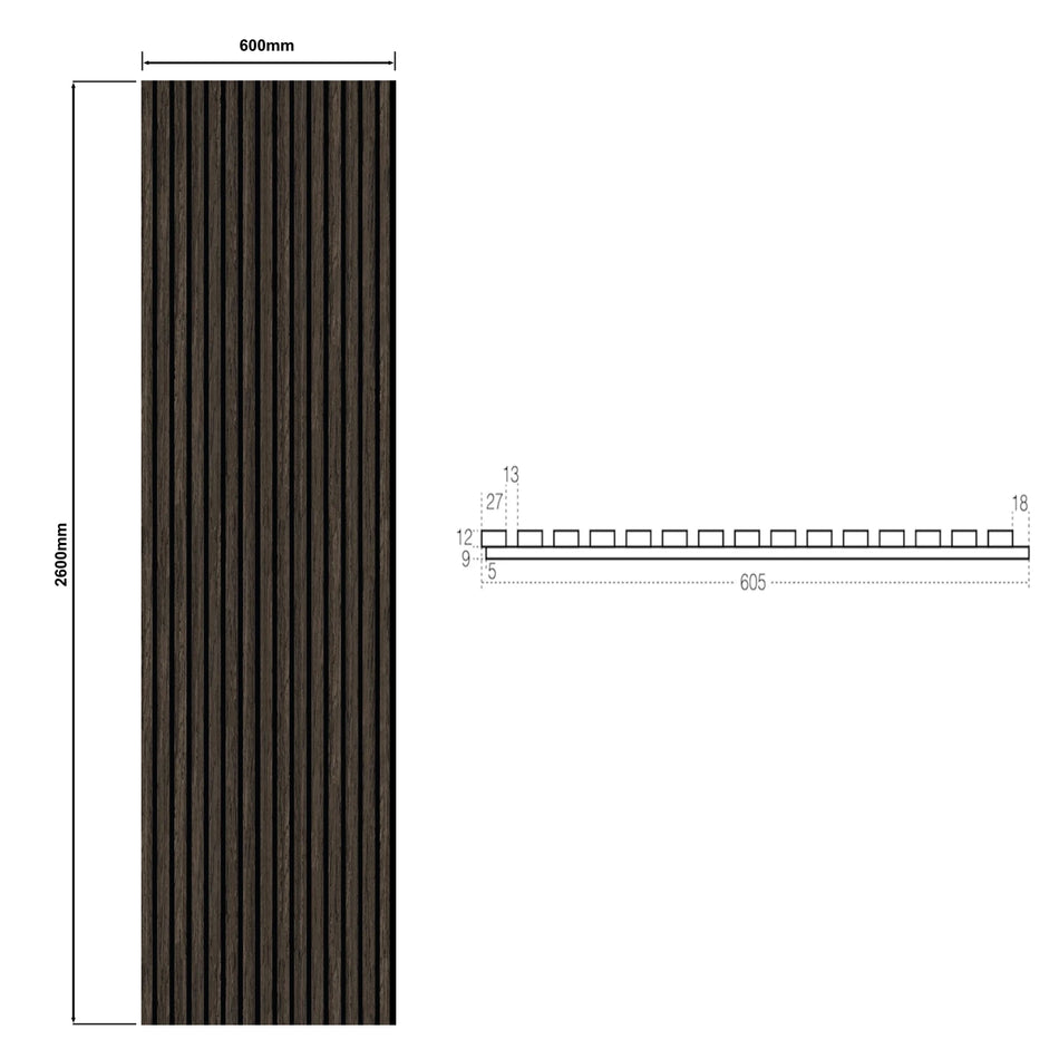 DutchLine - Wandpaneel Akoestisch met echt houtfineer - Wenge - 600*2600mm