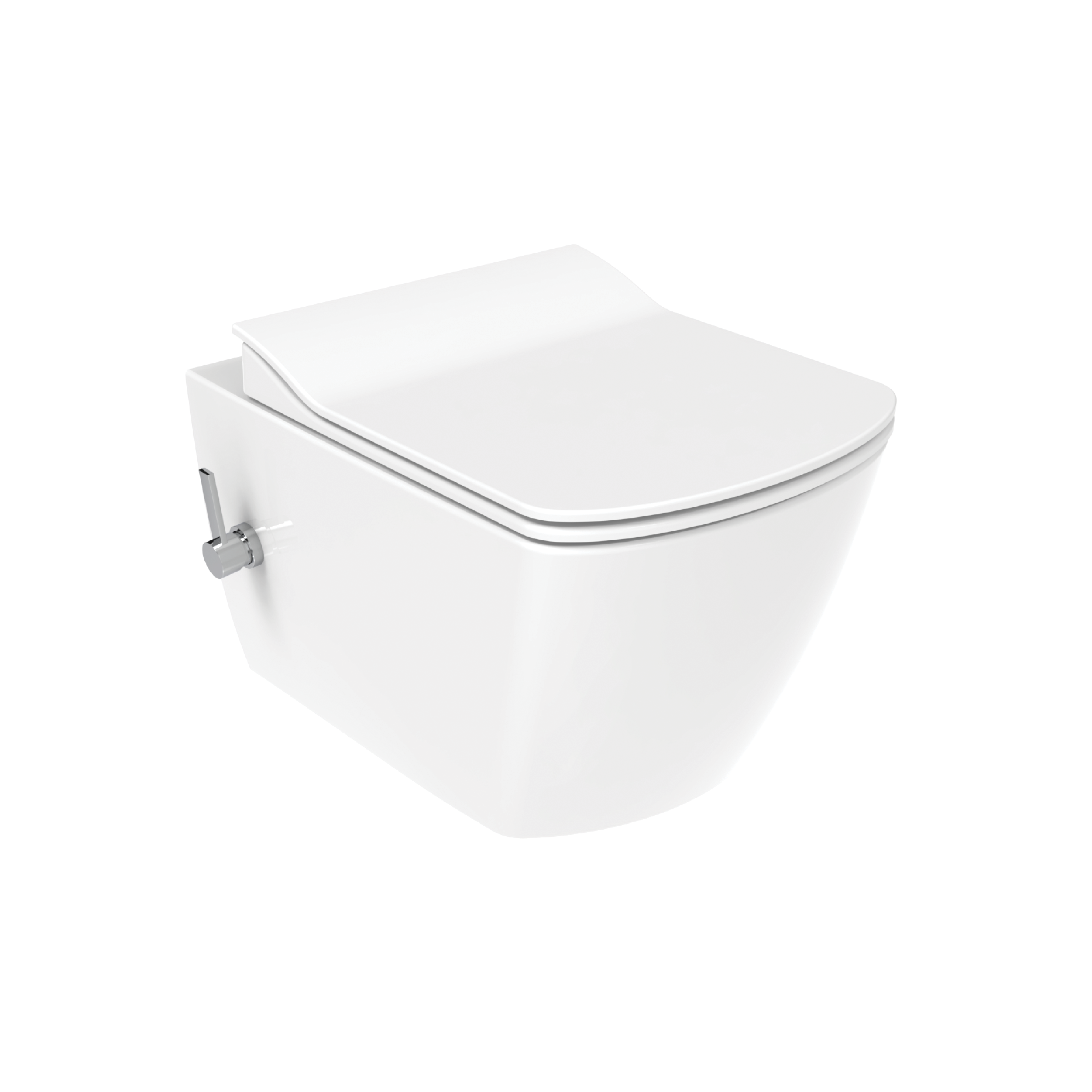 Creavit Elegant Hangtoilet met Bidet - Randloos - met Bidetkraan Koud Water - Zonder Zitting - Glanzend Wit