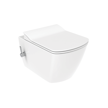 Creavit Elegant Hangtoilet met Bidet - Randloos - met Bidetkraan Koud Water - Zonder Zitting - Glanzend Wit