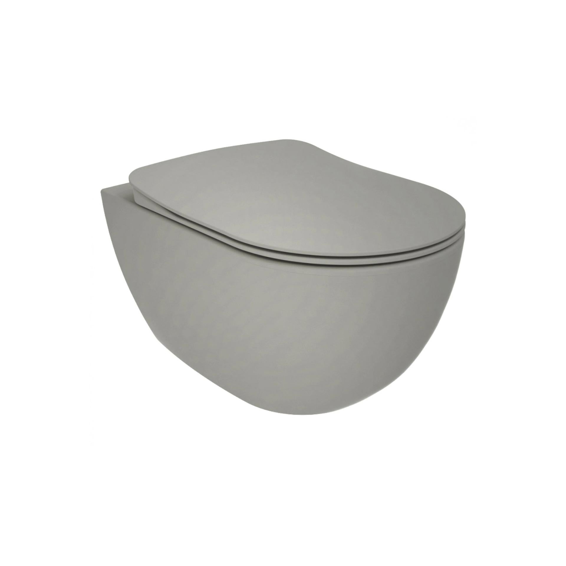Creavit Free Hangtoilet - Randloos - Zonder Zitting - Mat Koel Grijs