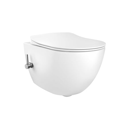 Creavit Free Hangtoilet met Bidet - Randloos - met Bidetkraan Koud Water - Zonder Zitting - Glanzend Wit