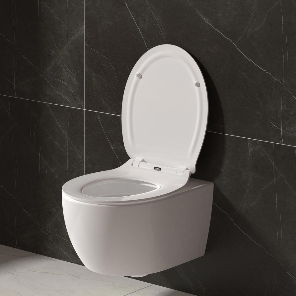 Premium WC-Zitting - Slim Design - Soft Close - Quick Release - Topfix - Duroplast - RVS Scharnieren - Glanzend Wit