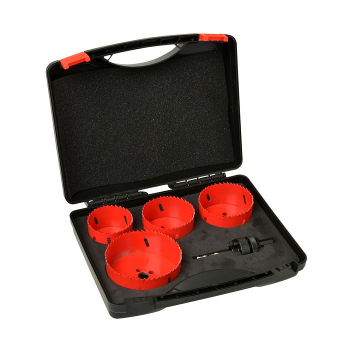 Besli 5-delige gatenzaag set 64-76-80-102mm + houder
