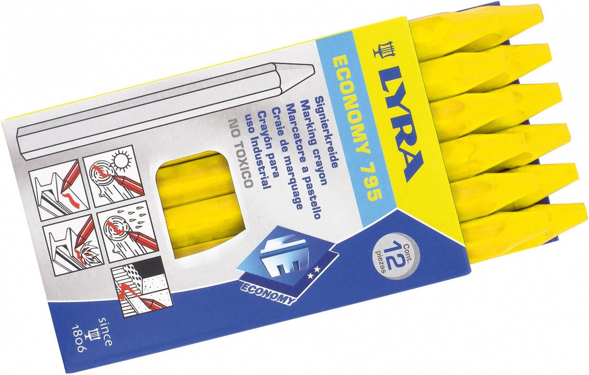 Lyra Economy 795 Vetkrijt Geel Zeskant (12x)